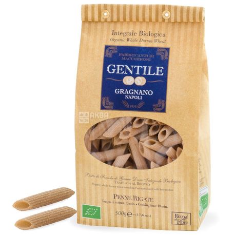 Gentile Penne Rigate, 500 г, Макарони Джентайл, Пенне рігате, органічні