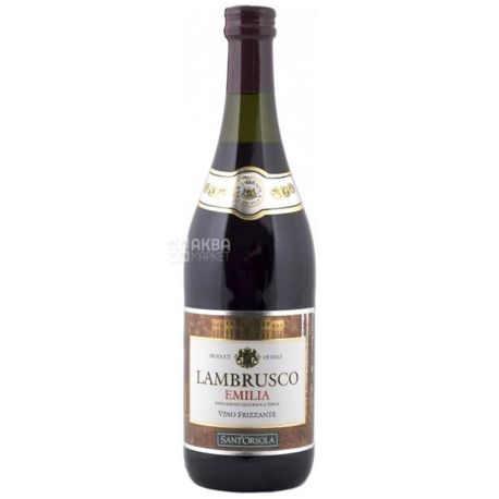 Sant'Orsola, Lambrusco Emilia Rosso, Вино ігристе червоне напівсолодке, 0,75 л