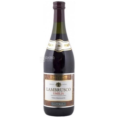 Sant'Orsola, Lambrusco Emilia Rosso, Вино игристое красное полусладкое, 0,75 л