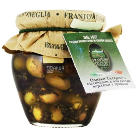 Frantoio di Sant`agata, Olives Tagzaske with pits, with herbs, 210 g