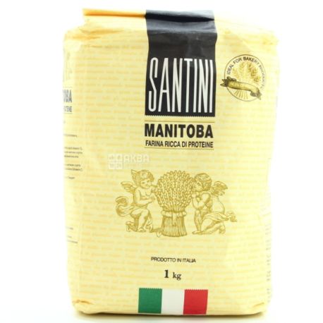 Santini, Manitoba, 1 кг, Борошно Сантіні, для випікання, з м'яких сортів пшениці