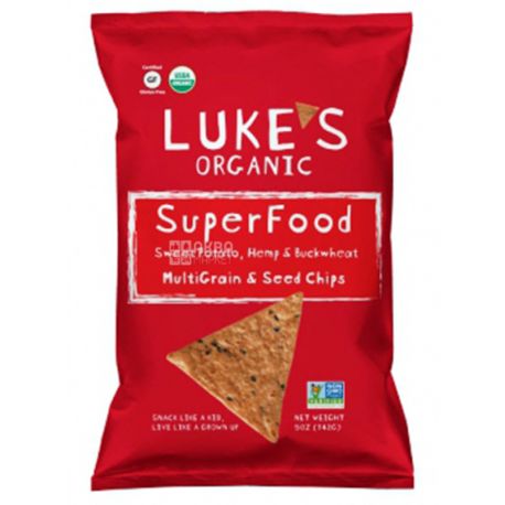 Luke's, Чіпси мультизлакові з суперфудом бататом, органічні, без глютену, 142 г
