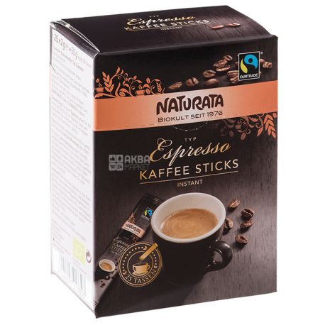 Naturata Espresso, Кофе растворимый органический в стиках, 25 x 2 г