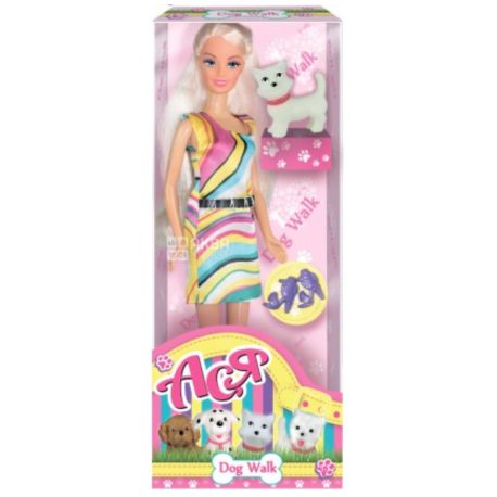 Toys Lab, Лялька Ася, Прогулянка з собачкою, 28 см, для дітей від 3-х років