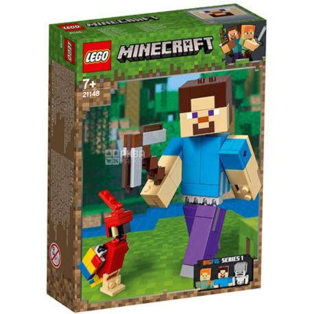 LEGO, Конструктор, Minecraft, Стив с попугаем, для детей с 7 лет