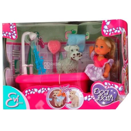 Simba Evi Dog Bath, Лялька з собачкою, для дітей від 3-х років