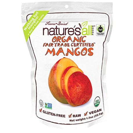Nature's All Foods Organic, Манго сублимированное органическое, 42 г
