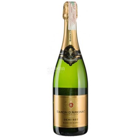 Baron d'Arignac, Demi-Sec sparkling, Вино игристое белое полусухое, 0,75 л