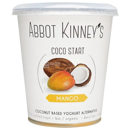 Abbot Kinney's, Йогурт кокосовий, Органічний, Манго, 400 мл