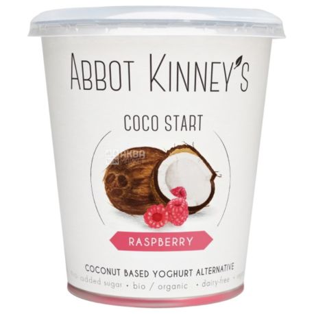 Abbot Kinney's, Йогурт кокосовий, органічний, малина, 400 мл