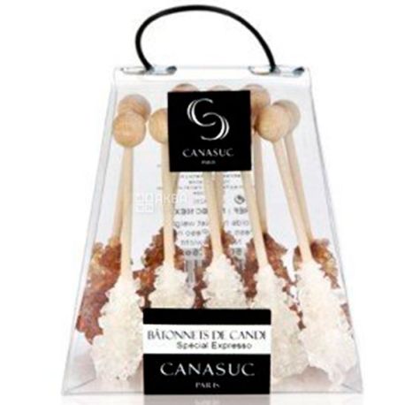 Canasuc, Сахарные леденцы на палочках белые и коричневые, 10 шт., 50 г