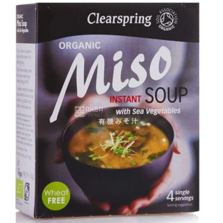 Clearspring, Смесь для приготовления супа Мисо с морскими водорослями, 4х10 г