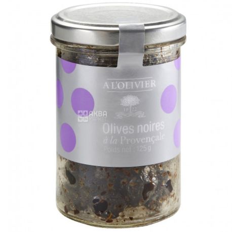 A L'Olivier, Black Olives with Provencal Herbs, 125g