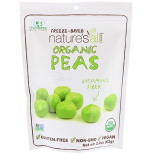 Nature's All, Organic peas, 62 г, Горох сублимированный
