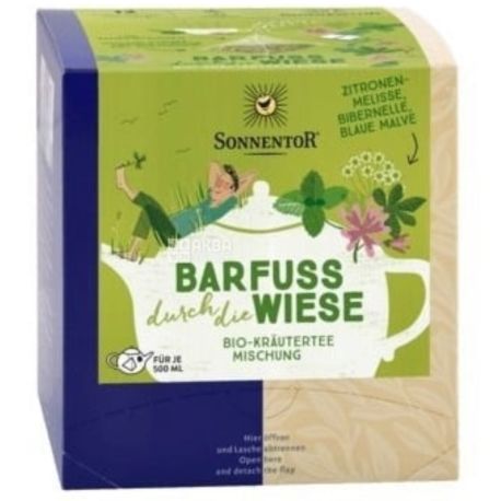 Sonnentor Barfuss durch die Wiese, 12 пак., по 1,8 г, Чай Соннентор, Босиком по лугу, травяной