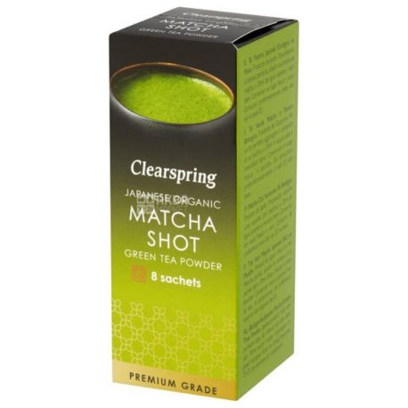 Clearspring, Matcha Shot,  8 шт х 1 г, Чай Клиаспринг, Матча, зеленый, органический, в саше