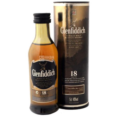 Glenfiddich, Single Malt Whiskey, 18 years old, 0.05 L