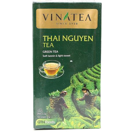 Vinatea, Thai Nguyen, 50 г, Чай Винети, Тай Нгваен, зеленый