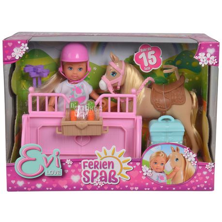 Simba Toys, Кукольный набор Evi holiday с лошадкой, пластик, для детей с 3-х лет, 12 см