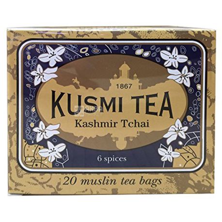 Kusmi Tea, Kashmir Tchai, 20 пак. х 2,2 г, Чай Кусми Ти, Кашемир, черный, со специями