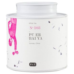 P&T, Pu er, 40 г, Чай ПиТи, Пу эр, белый, органический, ж/б