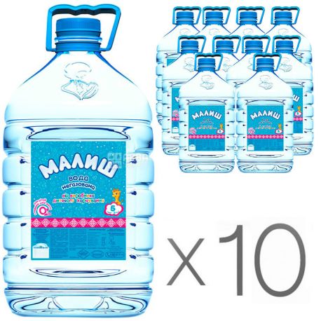 Малюк, 5 л, Упаковка 10 шт., Вода дитяча негазована, з перших днів життя, ПЕТ, ПЕТ