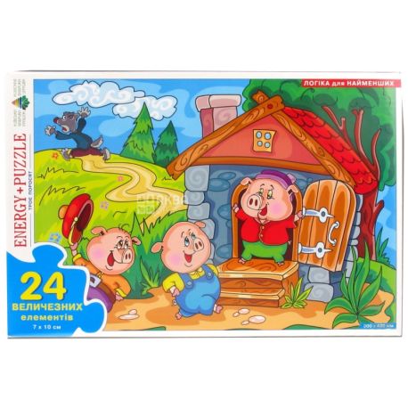 Energy Plus, board puzzle game Three piglets, cardboard, 7x10 cm, 24 elements