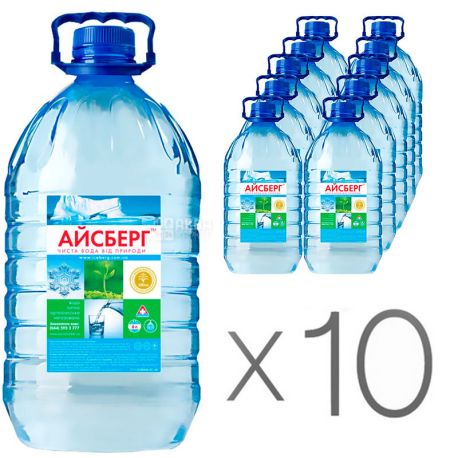 Айсберг, 6 л, Упаковка 10 шт., Вода негазована артезіанська, ПЕТ
