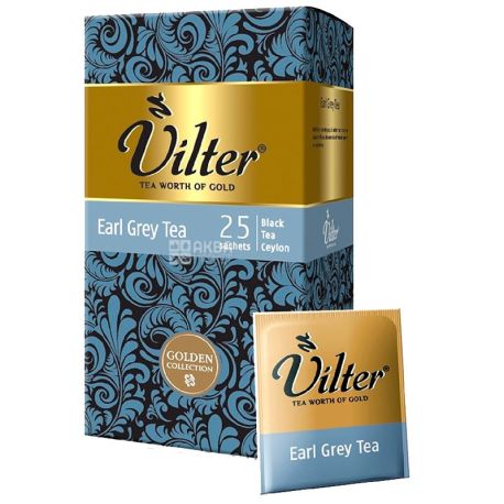 Vilter, Earl Grey, 25 пак.,*2 г, Чай Вилтер, Эрл грей, черный с бергамотом