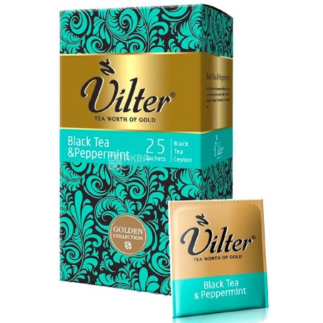 Vilter, Peppermint, 25 пак.,*2 г, Чай Вилтер, Мята, черный