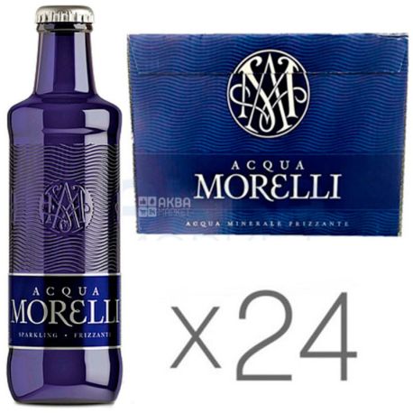 Acqua Morelli, 0,25 л, Упаковка 24 шт., Аква Мореллі, Вода мінеральна газована, скло