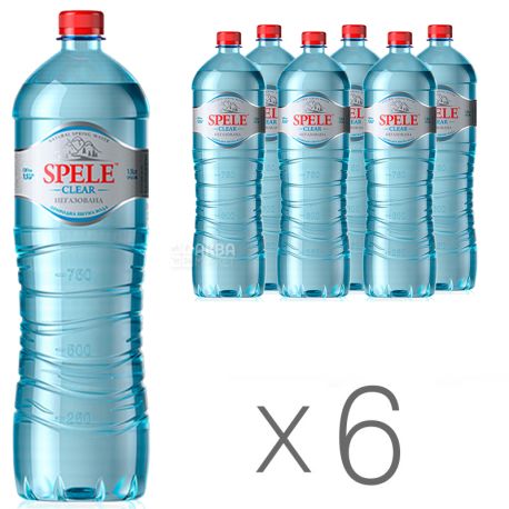 Spele Clear, Вода минеральная негазированная, 1,5 л, Упаковка 6 шт., ПЭТ