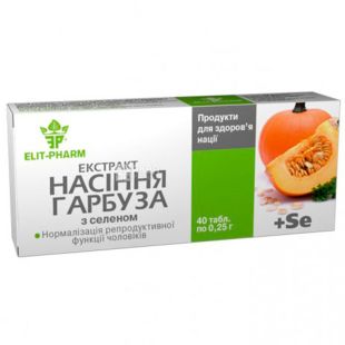Elit Pharm, Экстракт семян тыквы, диетическая добавка, 40 капсул