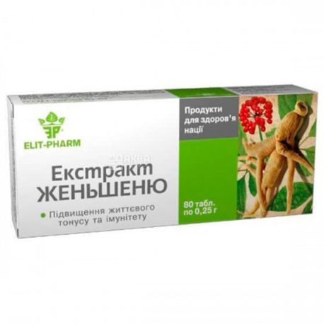 Elit Pharm, Ginseng Extract, Dietary Supplement, 80 Capsules