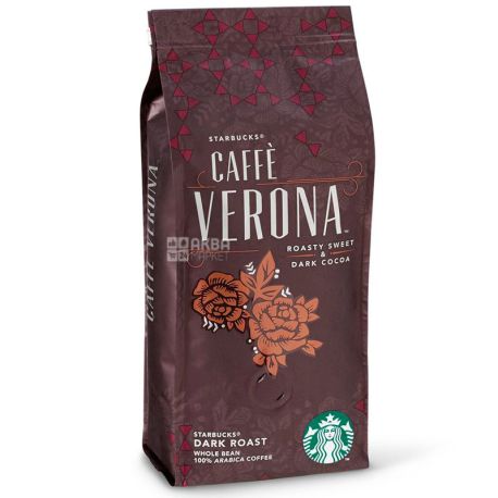 Starbucks Dark Caffe Verona, 250 г, Кава Старбакс Кафе Верона Дарк, темного обсмаження, в зернах