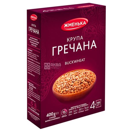 Жменька, Крупа гречана, 400 г, 4 пак. по 100 г