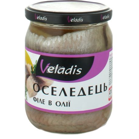 Veladis, Філе оселедця в олії, пресерви, 470 г