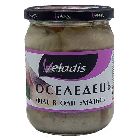 Veladis, Філе оселедця в олії Матьє, пресерви, 470 г