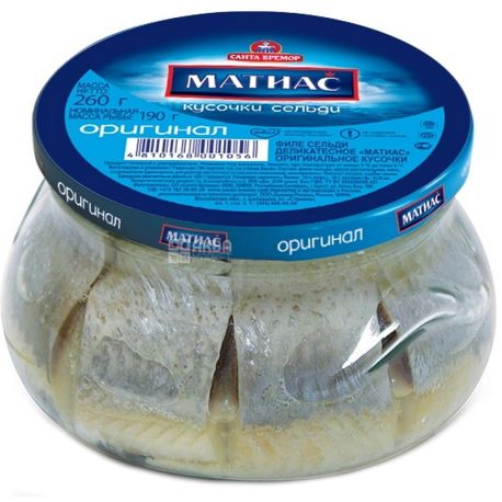 Санта Бремор, Філе оселедця у маслі Матіас Оригінал, шматочки, 260 г