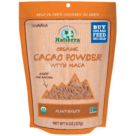 Natierra, Cacao Powder, 227 г, Натиерра, Какао-порошок органический, без сахара и глютена