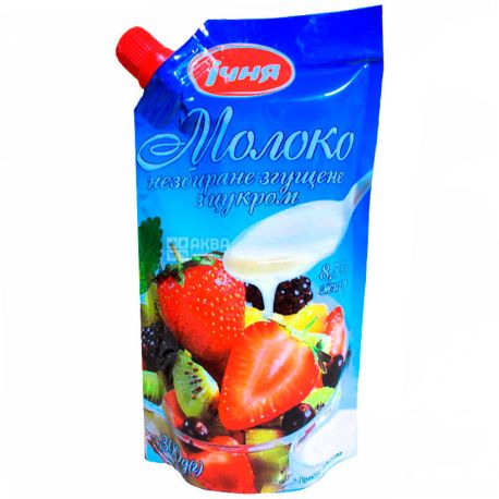 Echnya, Whole condensed milk with sugar, 8.5%, 320 g, doy-pack