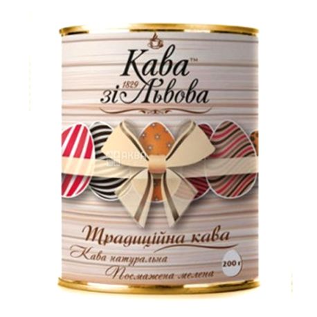 Кава зі Львова, Традиційна, 200 г, Кофе средне-темной обжарки, молотый,тубус