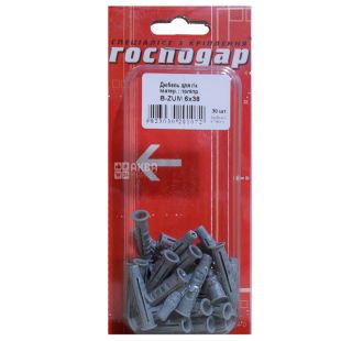 Господар, Дюбель для гипсокартона, B-ZUM, 6х38 мм, 30 шт.
