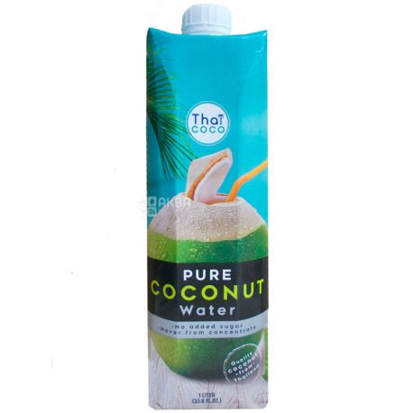Thai Coco, Coconut water, 1 л, Тай коко, Кокосовая вода, негазированная, без сахара