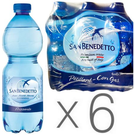 San Benedetto, 0,5 л, Упаковка 6 шт., Сан Бенедетто, Вода минеральная газированная, ПЭТ