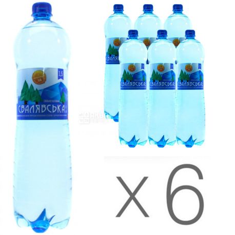 Свалявская, 1,5 л, Упаковка 6 шт., Вода сильногазированная минеральная, ПЭТ