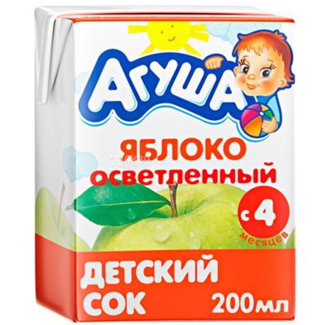 Агуша, 200 мл, Дитячий сік, Яблуко