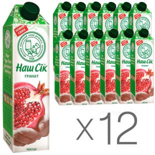 Наш Сік, Упаковка 12 шт. х 0,95 л, Нектар натуральний Гранатовий