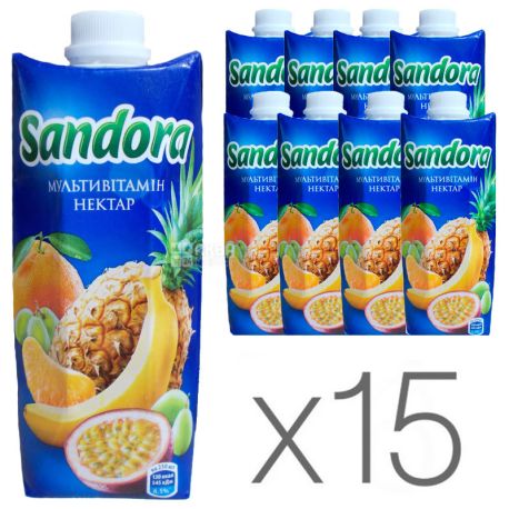 Sandora, Мультивітамін, Упаковка 15 шт. по 0,5 л, Сандора, Нектар натуральний