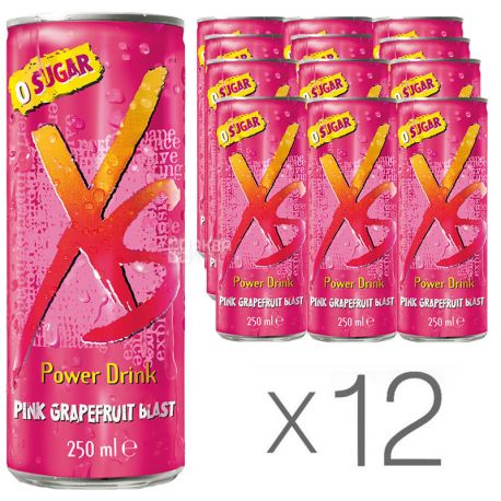 XS Power Drink, Grapefruit, упаковка 12 шт. по 0,25 л, Напій енергетичний ІксЕс, Грейпфрут